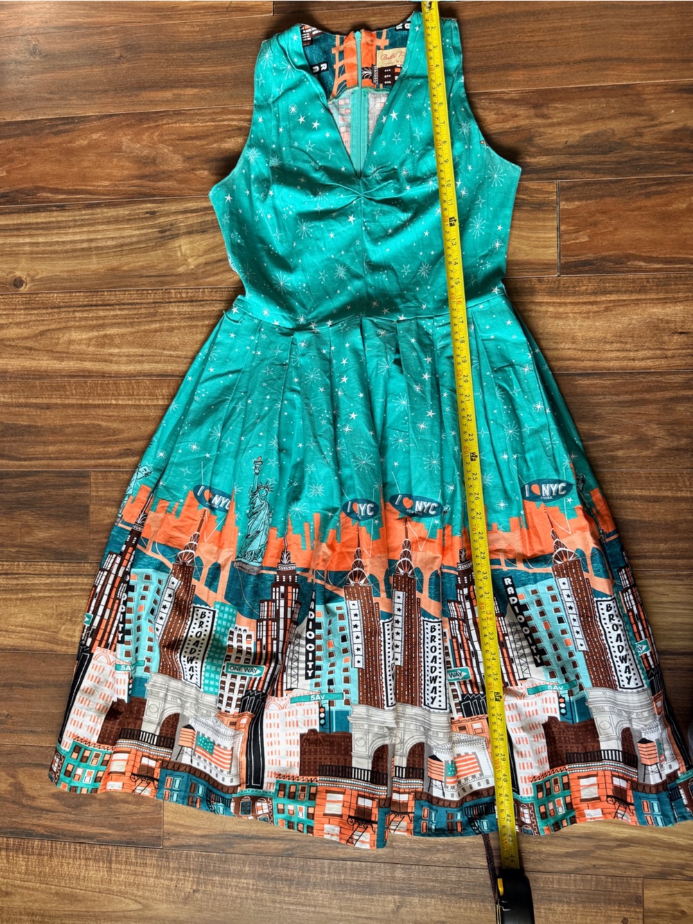 Belle pique midi dress sleeveless turquoise city fun Beachy vacation resort Med